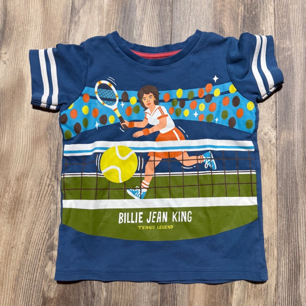 Piccolina Kids Billie Jean King Tennis Legend Graphic T-Shirt Blue Size 6